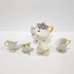 Vintage Disney Beauty and the Beast Toy China Tea Set Mrs. Potts & Chip